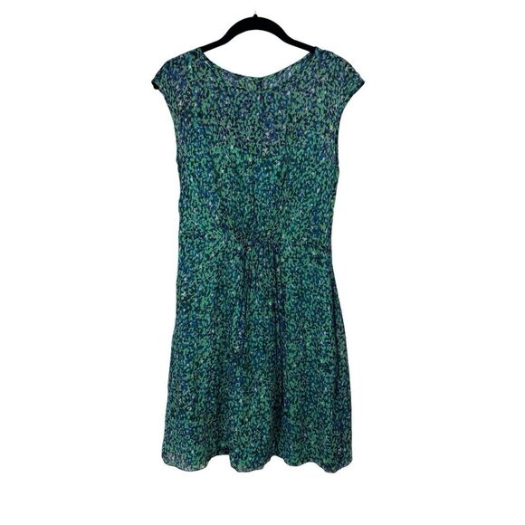 J. Crew Dresses & Skirts - J. Crew Sweet Meadow Silk Midi Dress Women's Blue Green Watercolor Dots Size 4